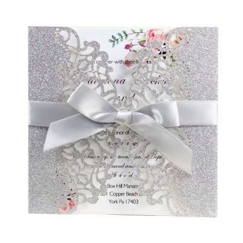 2020 Invitation Card  Pink Wedding Card Design Laser Cut Business Card